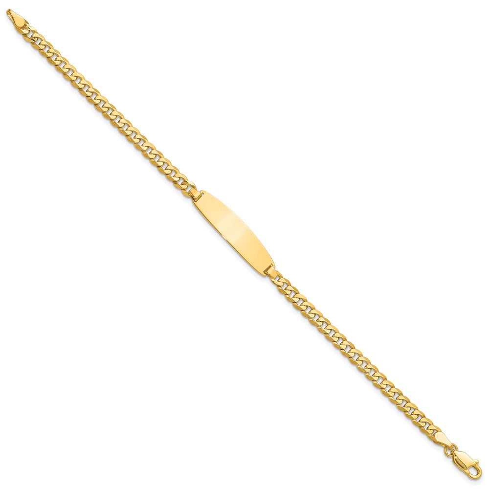 14K Gelbgold Poliert Massiv Kette/solid Platte Flach Panzer Glieder Abgerundet 32.5x7.4mm Platte 8 Zoll Id Armband