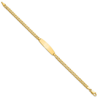 14K Gelbgold Poliert Massiv Kette/solid Platte Flach Panzer Glieder Abgerundet 32.5x7.4mm Platte 8 Zoll Id Armband