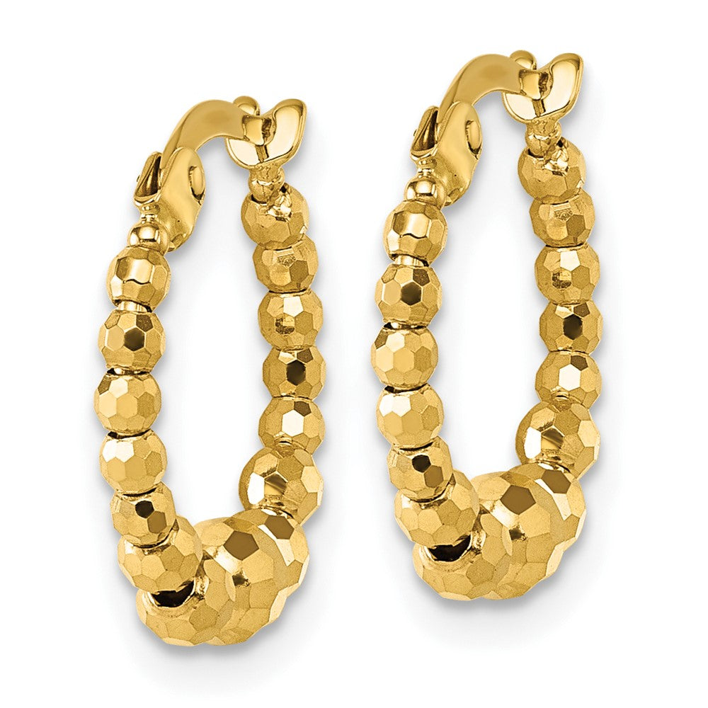 14K Gelbgold Poliert Diamantiert Abgestuft Gekugelt Creolen
