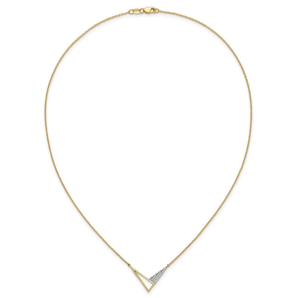 14K Gelbgold Poliert 1/10 Karat Diamant Geometric Triangles 18 Zoll Mode Halskette