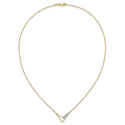 14K Gelbgold Poliert 1/10 Karat Diamant Geometric Triangles 18 Zoll Mode Halskette