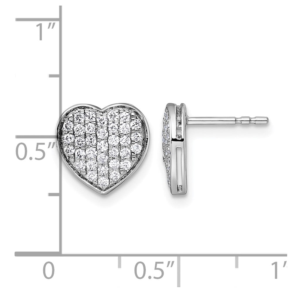 14K Weißgold Herz-Ohrstecker mit Diamant-Pavé, 0,5 ct