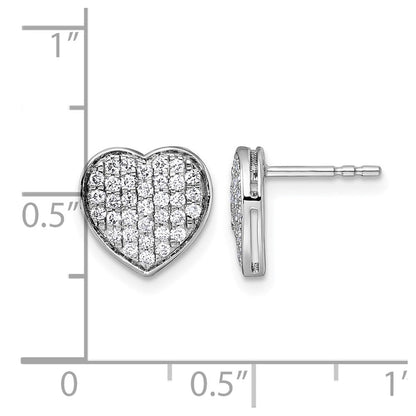 14K Weißgold Herz-Ohrstecker mit Diamant-Pavé, 0,5 ct