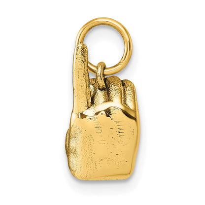 14K Gelbgold Anhänger mit Fingeralphabet-Zeichen "D" der Amerikanischen Gebärdensprache