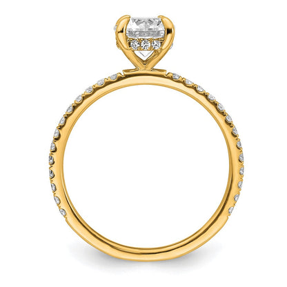 14K Gelbgold Verlobungsring mit zertifiziertem, im Labor gezüchtetem 1,333 ct. Diamant im Rundschliff, VS/SI+ G+, kompletter Solitär mit Flair