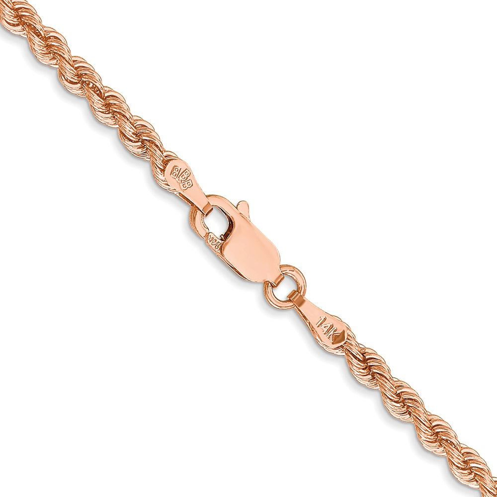 14K Roségold 2.75mm Diamantiert Kordel mit Karabinerverschluss Halskette