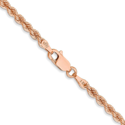 14K Roségold 2.75mm Diamantiert Kordel mit Karabinerverschluss Halskette