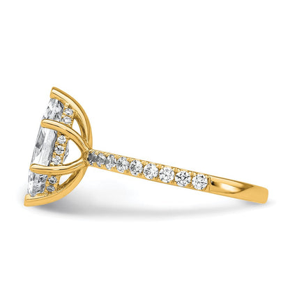 14K Gelbgold Verlobungsring mit 2,625 ct. zertifizierten, im Labor gezüchteten Diamanten VS/SI+ G+ im Marquise-Schliff, kompletter Solitär mit Flair