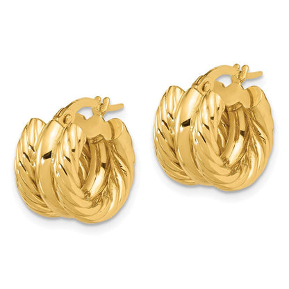 14K Gelbgold Poliert und Gedreht Creolen