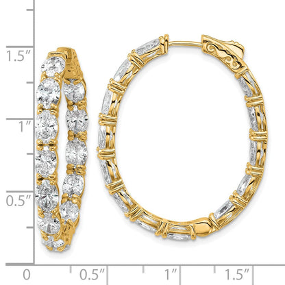 14K Gelbgold zertifizierte Creolen mit Diamanten im Oval- und Rundschliff innen und außen, VS/SI FGH