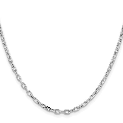 14K Weißgold 3mm Halbmassiv Diamantiert Offen Glieder Ankerkette Halskette
