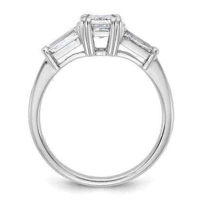 14K Weißgold 1/2ct Im Labor Gezüchtet Diamant Vs+ F+ Smaragd Mittig Halbfassung Eng Ring