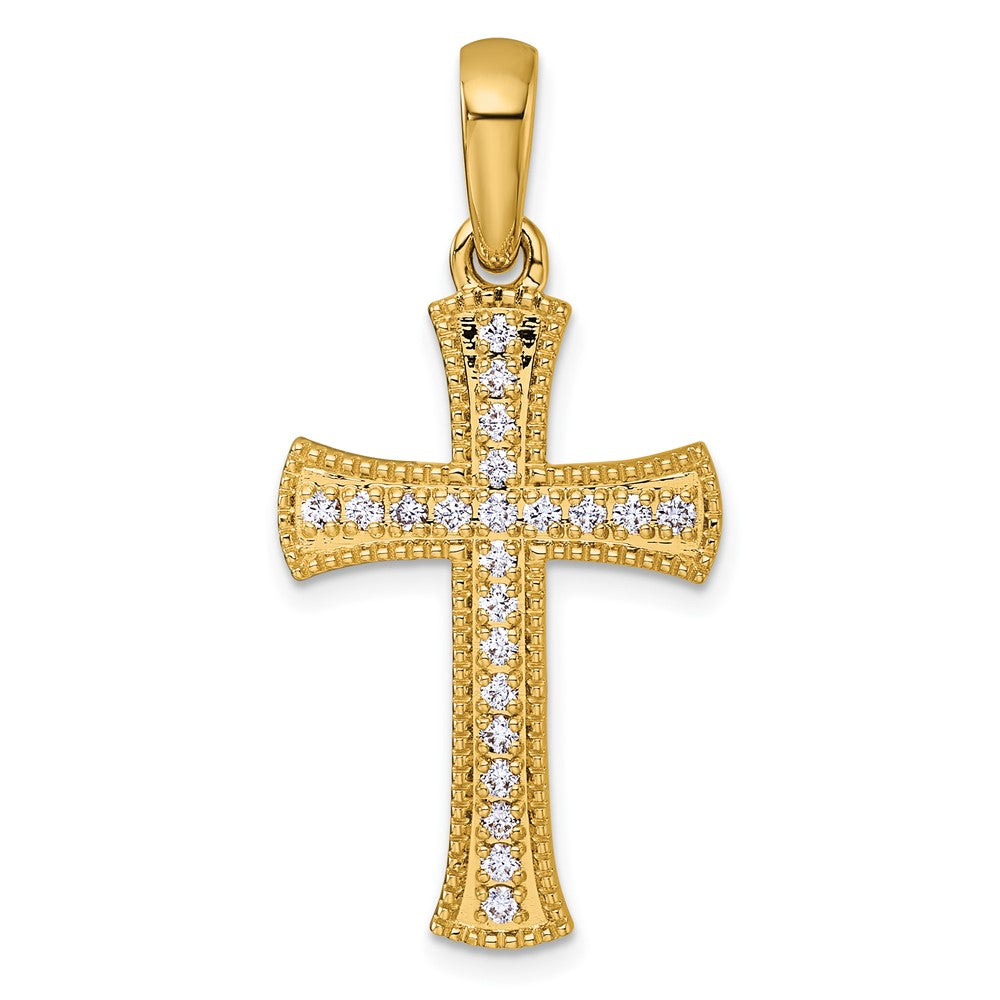 14K Gelbgold Kreuzanhänger mit 0,375 Karat Diamanten