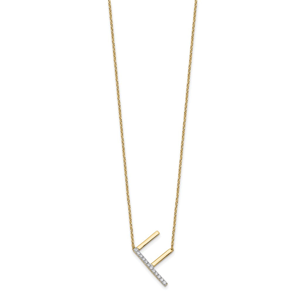 14K Gelbgold Seitlich Diamant Initiale F 18 Zoll Halskette