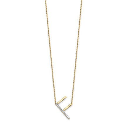 14K Gelbgold Seitlich Diamant Initiale F 18 Zoll Halskette