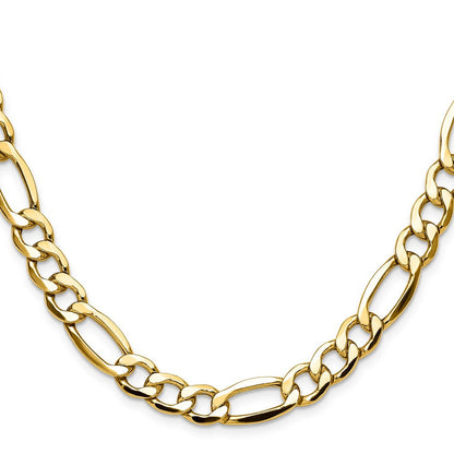 14K Gelbgold 9.4mm Halbmassiv Figaro Halskette