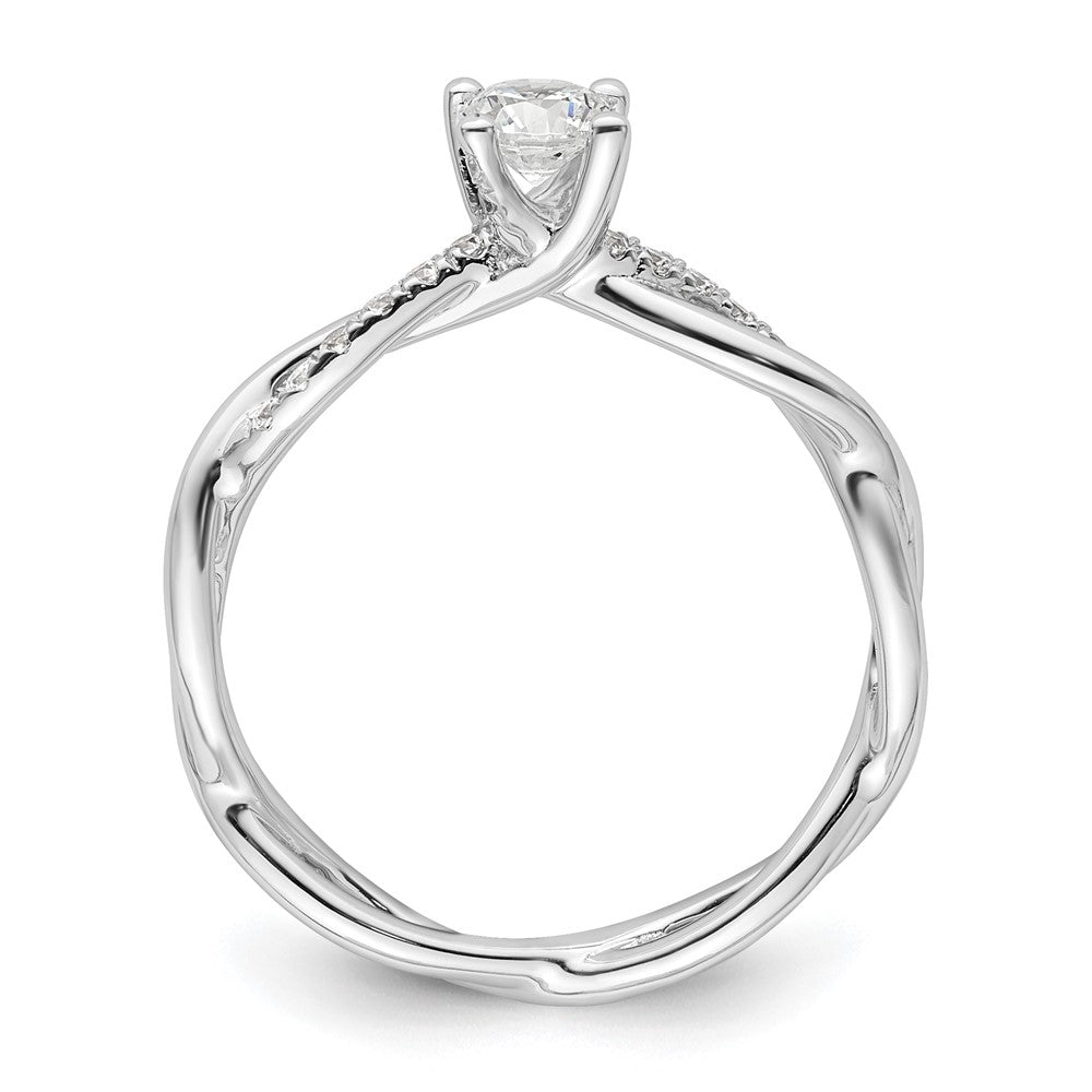 14K Weißgold Criss-Cross Verlobungsring, Semi-Mount, 0,125 ct. Diamant (für 0,25K (4,1 mm) runden Mittelstein)
