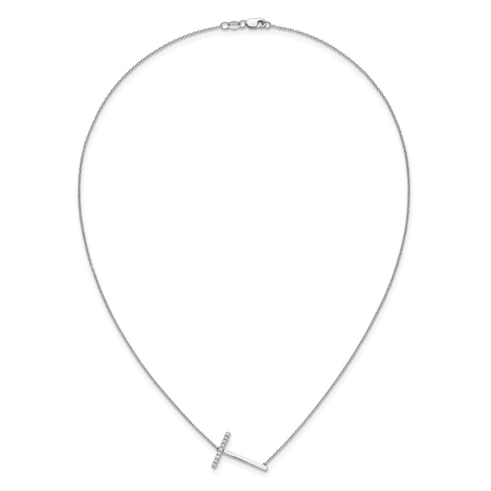14K Weißgold Seitlich Diamant Initiale T 18 Zoll Halskette
