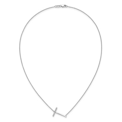 14K Weißgold Seitlich Diamant Initiale T 18 Zoll Halskette