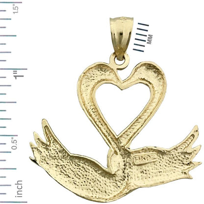 14K Gold Anhänger „Zwei Schwäne bilden ein Herz“