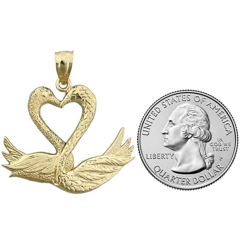 14K Gold Anhänger „Zwei Schwäne bilden ein Herz“