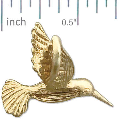 14K Gold 3D-Kolibri-Charm-Gleitanhänger