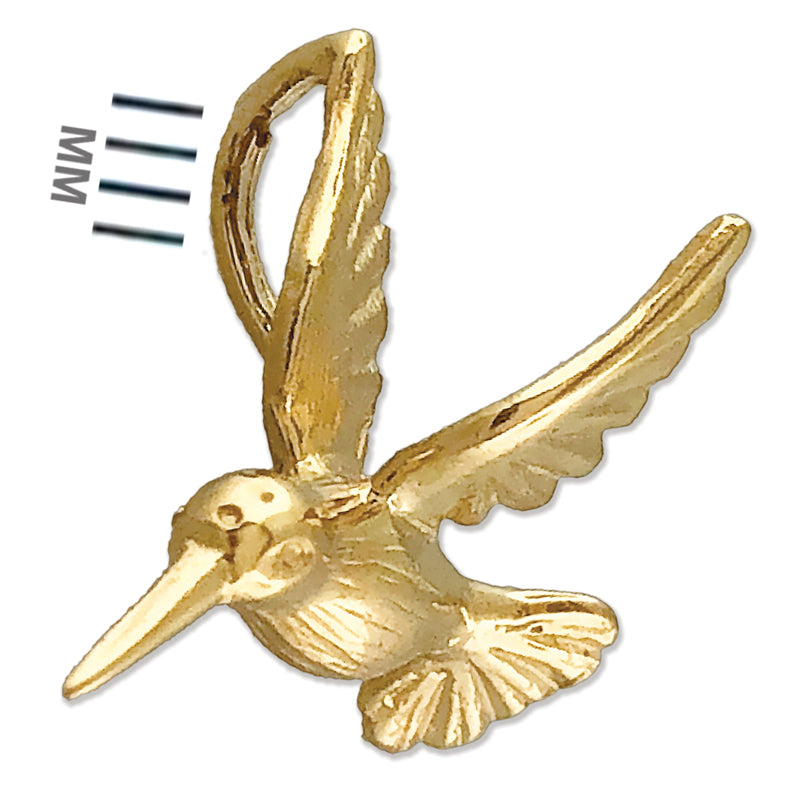 14K Gold 3D-Kolibri-Charm-Gleitanhänger