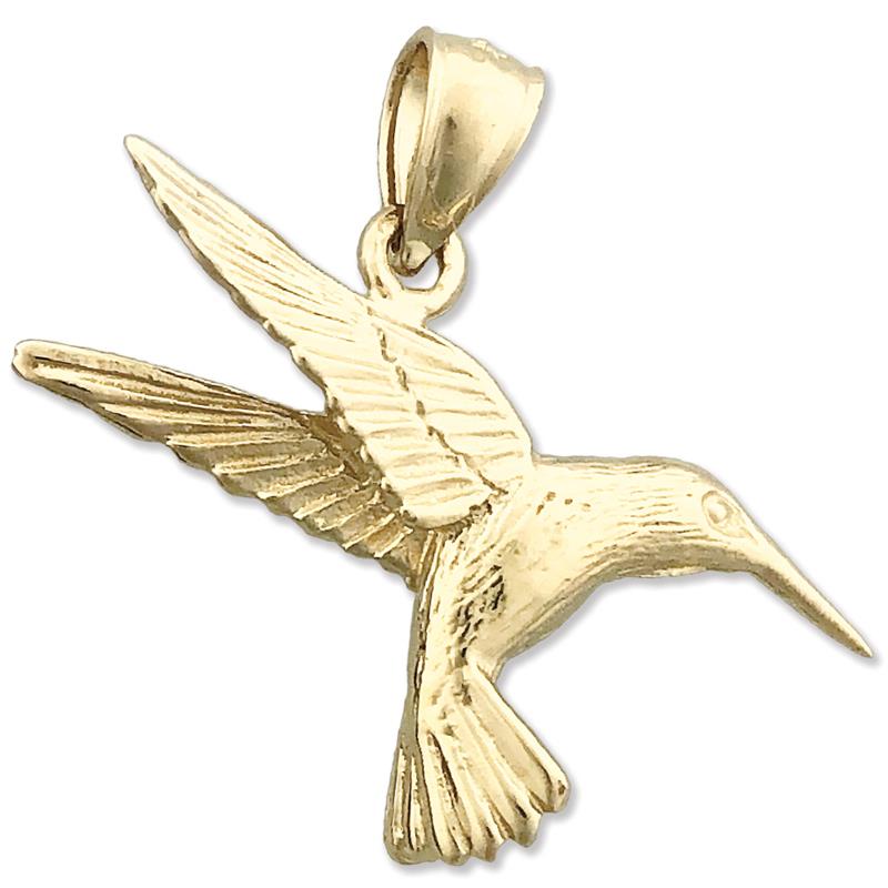 14K Gold Anhänger „Flatternder Kolibri“