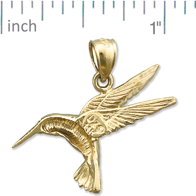14K Gold Anhänger „Flatternder Kolibri“