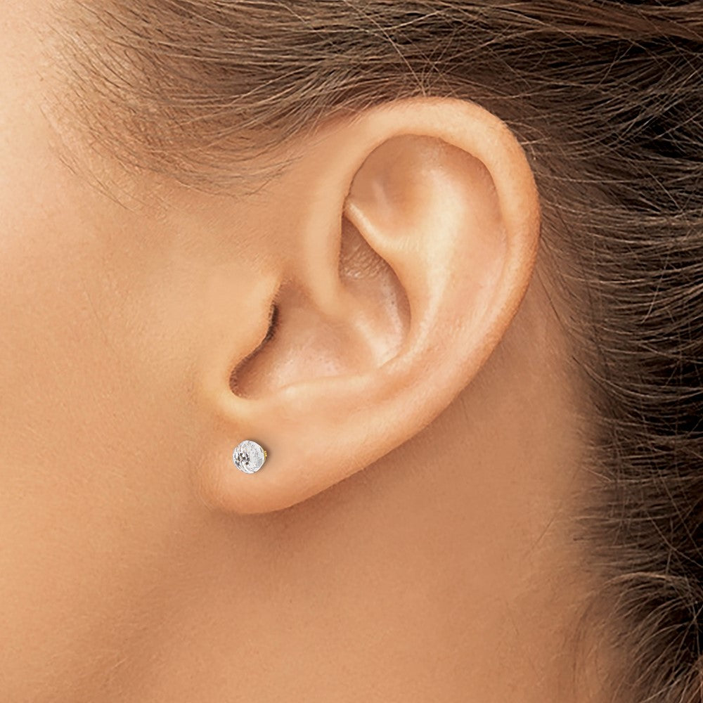 14K Gelbgold Poliert 4mm Kristall Facettiert Kugel Ohrstecker