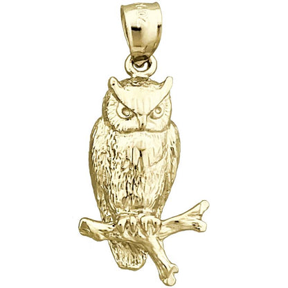 14K Gold Anhänger sitzende Eule