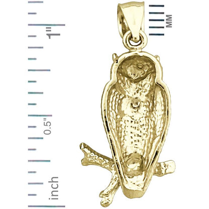 14K Gold Anhänger sitzende Eule