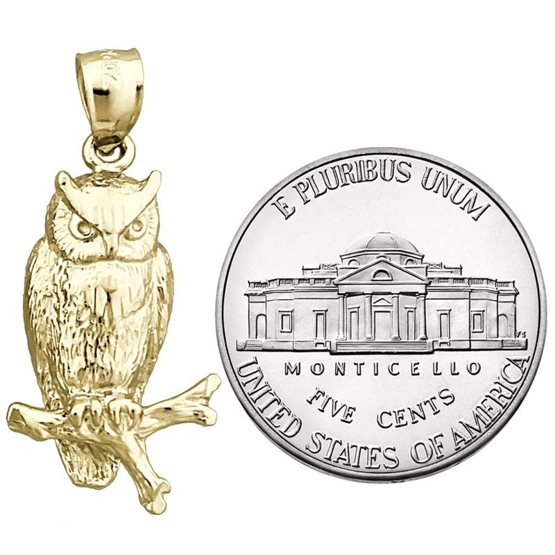 14K Gold Anhänger sitzende Eule