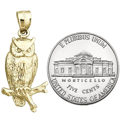 14K Gold Anhänger sitzende Eule