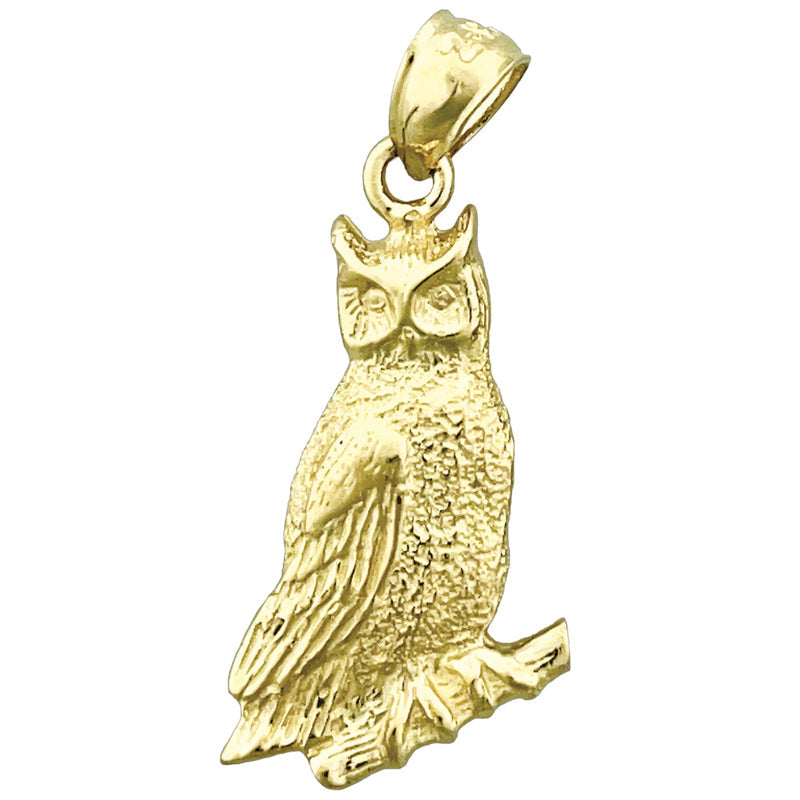 14K Gold 20MM Sitzende-Eule-Charm
