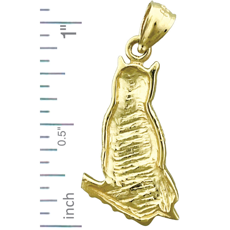 14K Gold 20MM Sitzende-Eule-Charm