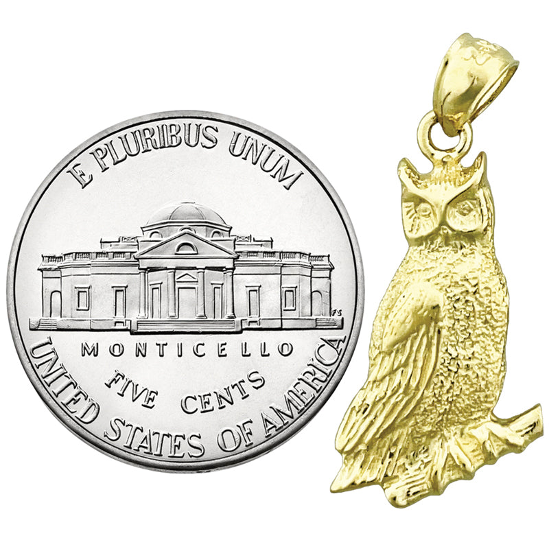 14K Gold 20MM Sitzende-Eule-Charm