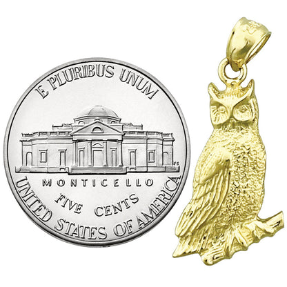 14K Gold 20MM Sitzende-Eule-Charm