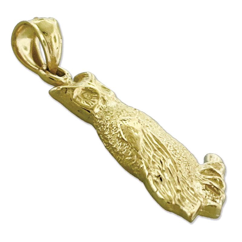 14K Gold 20MM Sitzende-Eule-Charm