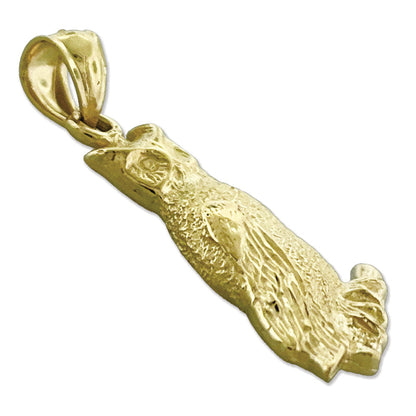 14K Gold 20MM Sitzende-Eule-Charm