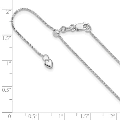 14K Weißgold Verstellbar 1mm Weizen Halskette