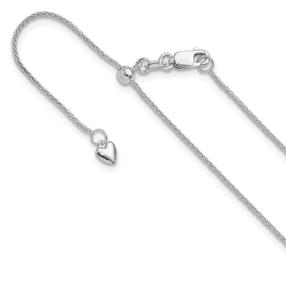 14K Weißgold Verstellbar 1mm Weizen Halskette