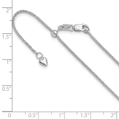 14K Weißgold Verstellbar 1.4mm Weizen Halskette