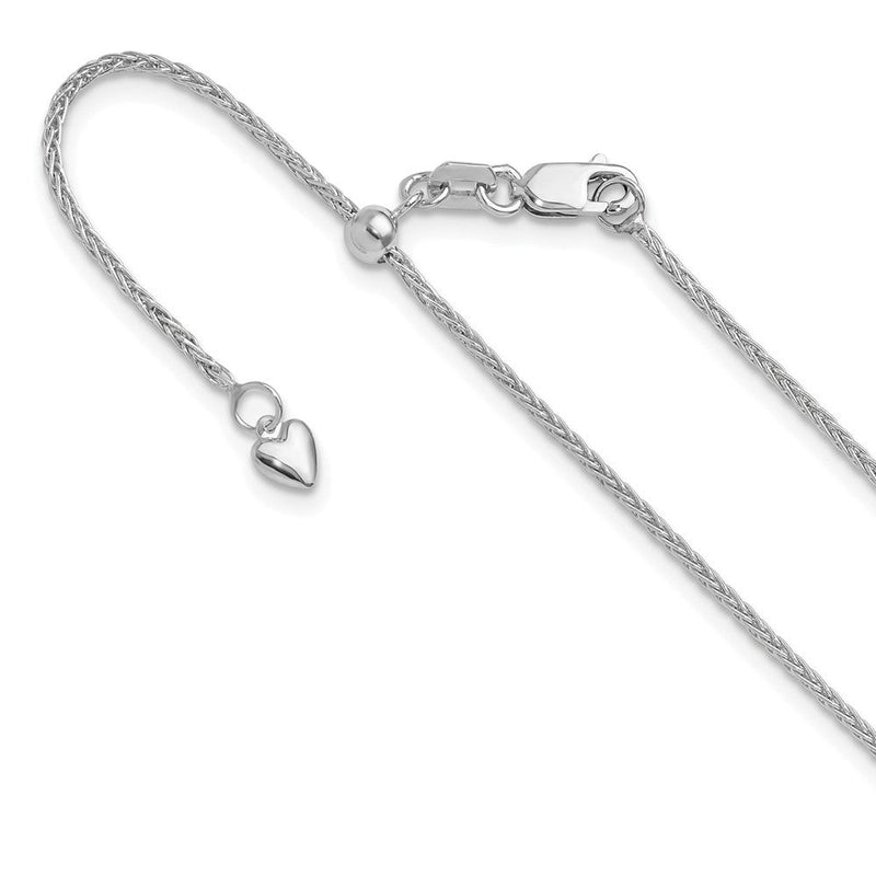 14K Weißgold Verstellbar 1.4mm Weizen Halskette