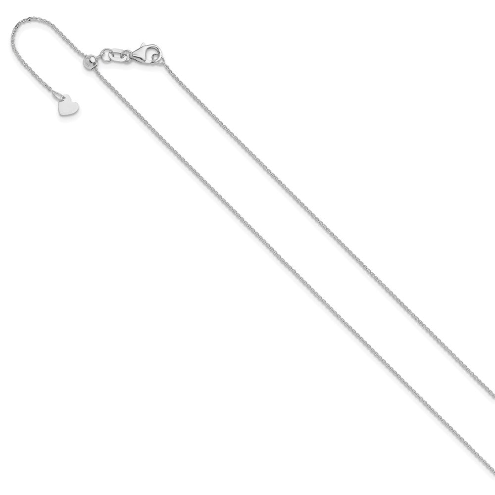 14K Weißgold Verstellbar 1.2mm Flach Ankerkette Halskette