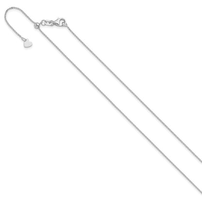 14K Weißgold Verstellbar 1.2mm Flach Ankerkette Halskette