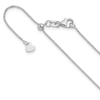 14K Weißgold Verstellbar 1.2mm Flach Ankerkette Halskette