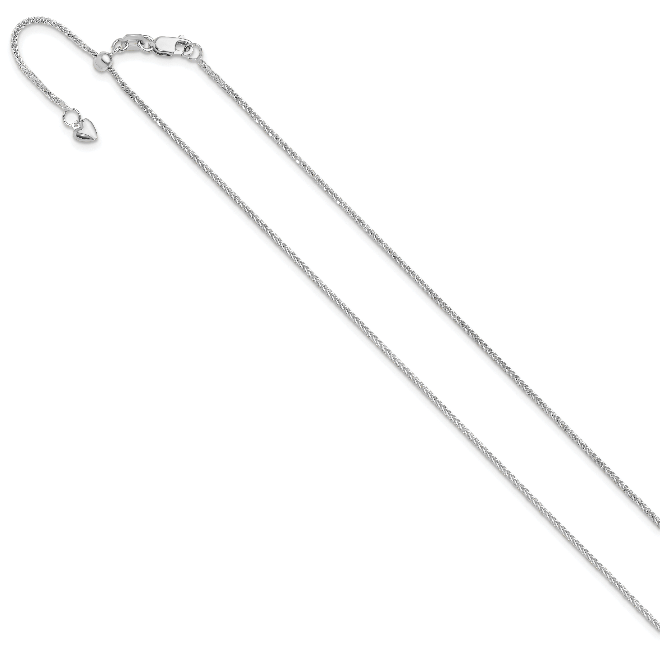 22 Zoll 14K Weißgold Verstellbar 1mm Quadra Weizen Halskette