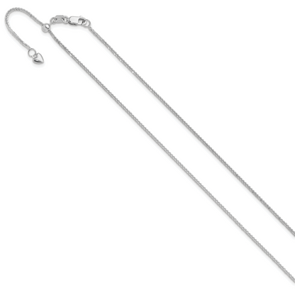 22 Zoll 14K Weißgold Verstellbar 1mm Quadra Weizen Halskette