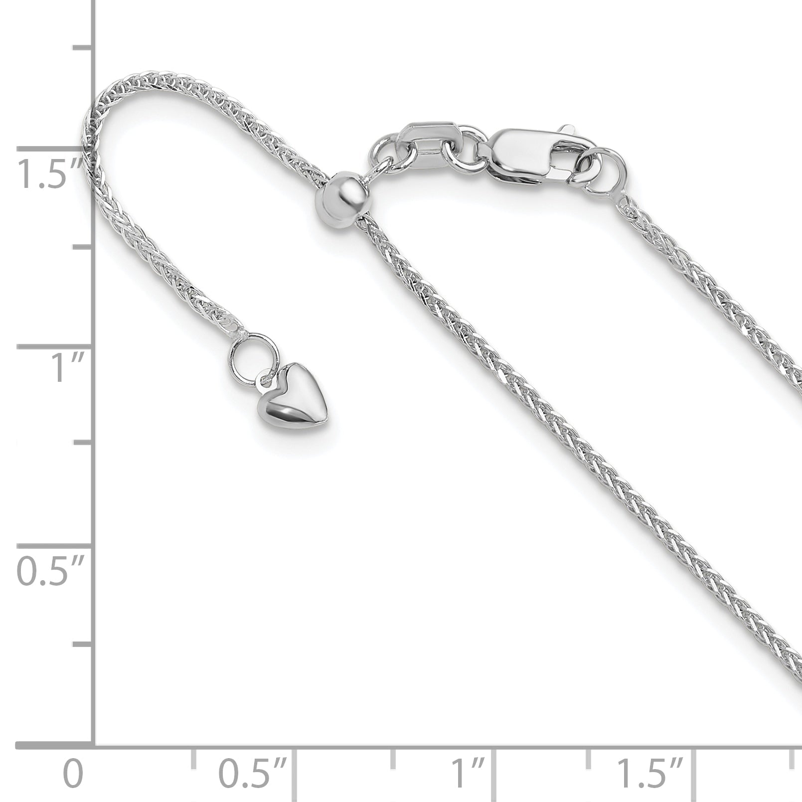22 Zoll 14K Weißgold Verstellbar 1mm Quadra Weizen Halskette